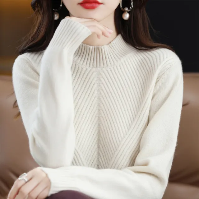 New Autumn And Winter Sweaters Women's Half Turtleneck White - Shop at LoveMi