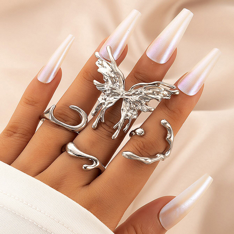 Title 1, Creative Butterfly Geometric Heavy Metal Ring U...