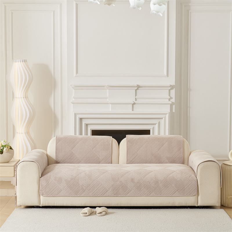 Solid-color Crystal Velvet Plaid Sofa Cushion