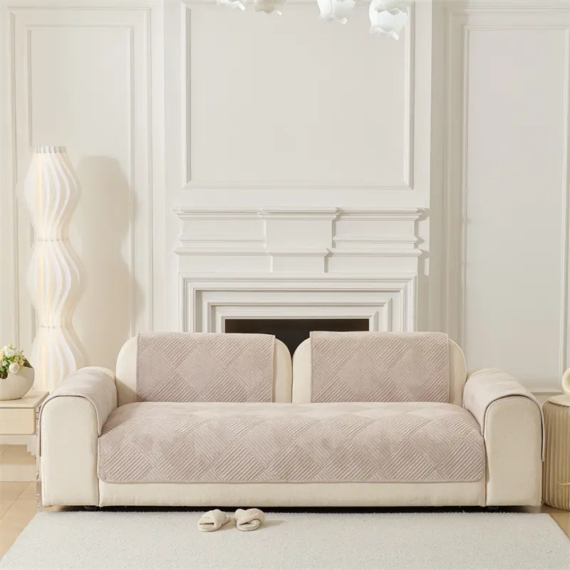 Solid-color Crystal Velvet Plaid Sofa Cushion