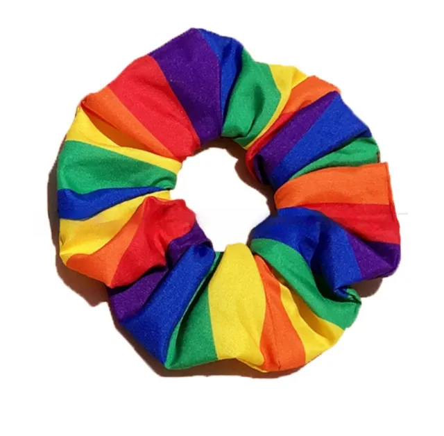 Polyester Rainbow Bar Square Towel Outdoor Hiphop Wind Large Intestine Polyester Cotton Hair Ring Cotton Color Stripes Hair Ring - Shop at LoveMi