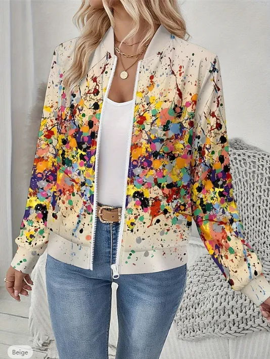 Autumn Printed Cardigan Women's Casual Baseball Jacket Figure 6 - Shop at LoveMi