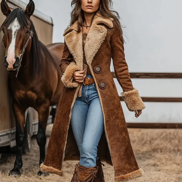Denim Western Vintage Plush Warm Coat - Shop at LoveMi