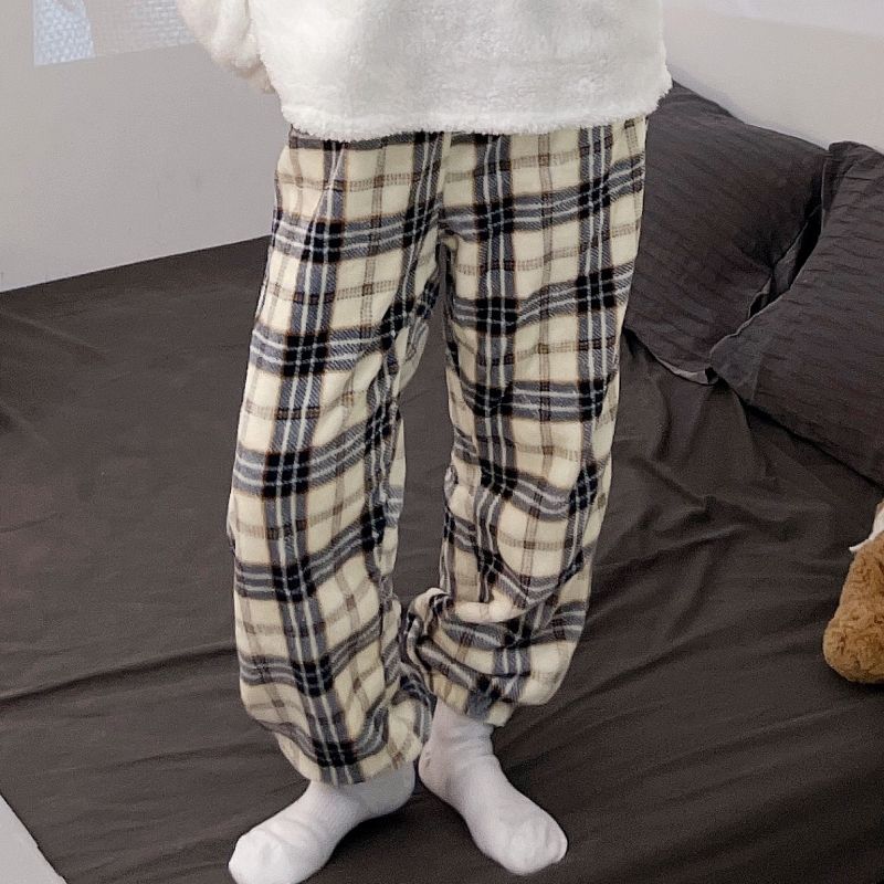 Coral Fleece Pajama Pants For Women Autumn And Winter Thickened