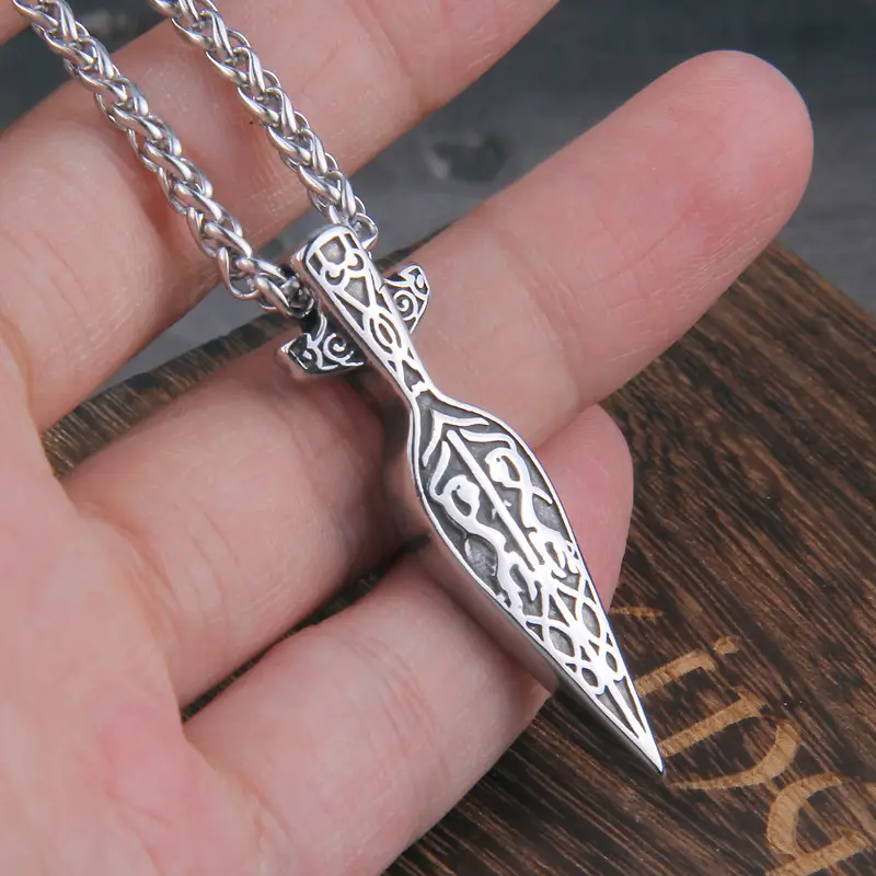 Nordic Pirate Sword Spear Titanium Steel Pendant Man's Stainless Steel Necklace