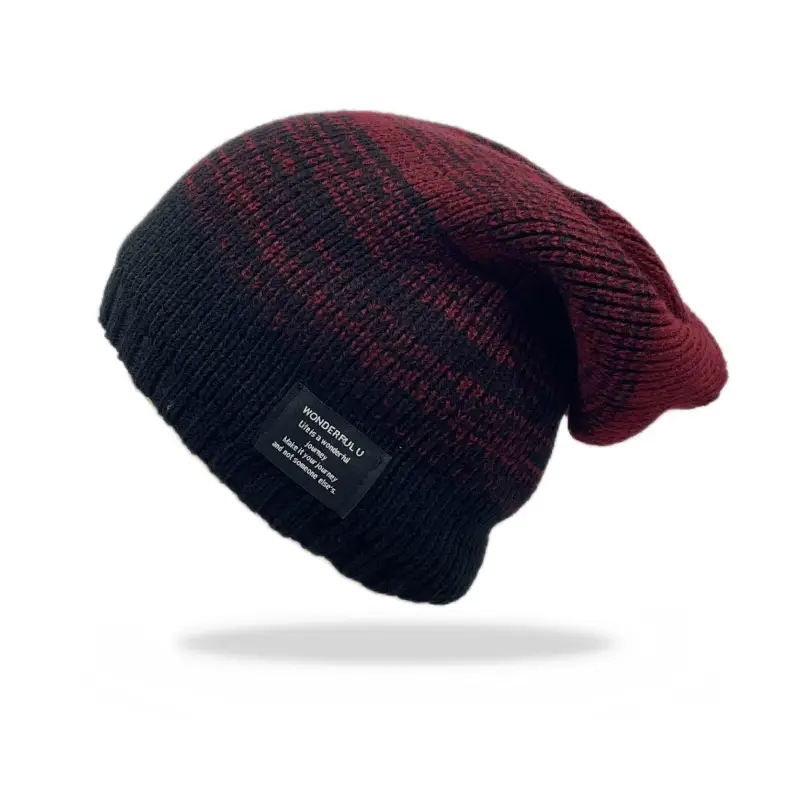 Mixed Color Plus Fluff Knitted Hat Unisex