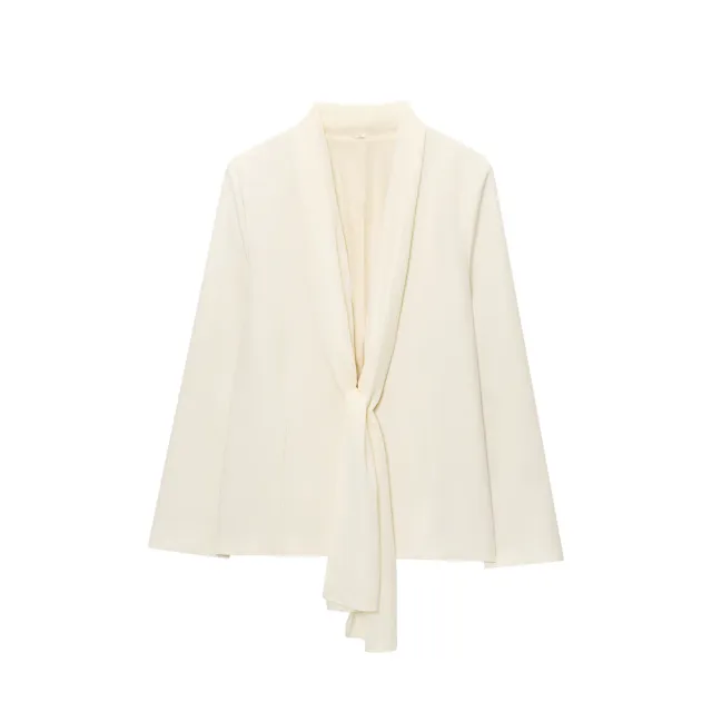 Women's Thin Scarf Turn down Collar Coat High Waist Straight Pants Coat - Shop at LoveMi