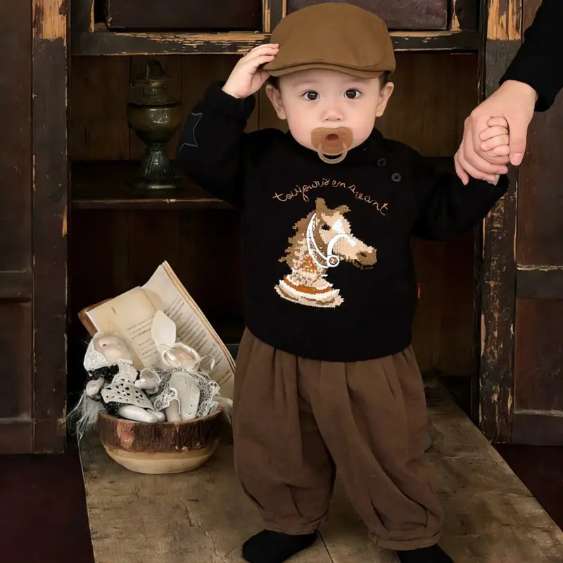 Cartoon Horse Year Knitted Sweater Children's Clothing