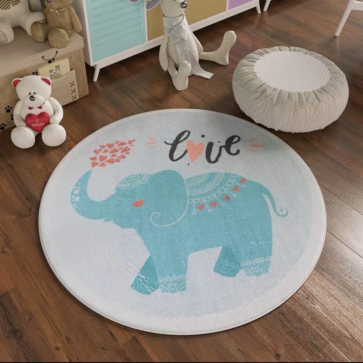 3331aa1d c18b 4093 b4b5 cf45c6b71351 - Cartoon Round Children's Room Bedroom Mat Imitation Cashmere