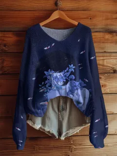 AutumnWinter V-Neck Loose 3D Knitted Sweater For Women - 06 Style-Xl - View 1