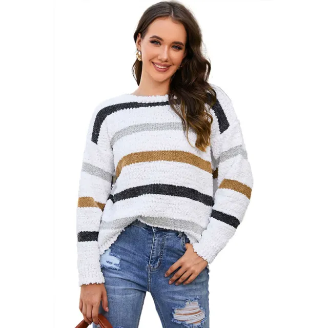 Women's Fashion Striped Printed Long Sleeves Stripes M - Shop at LoveMi
