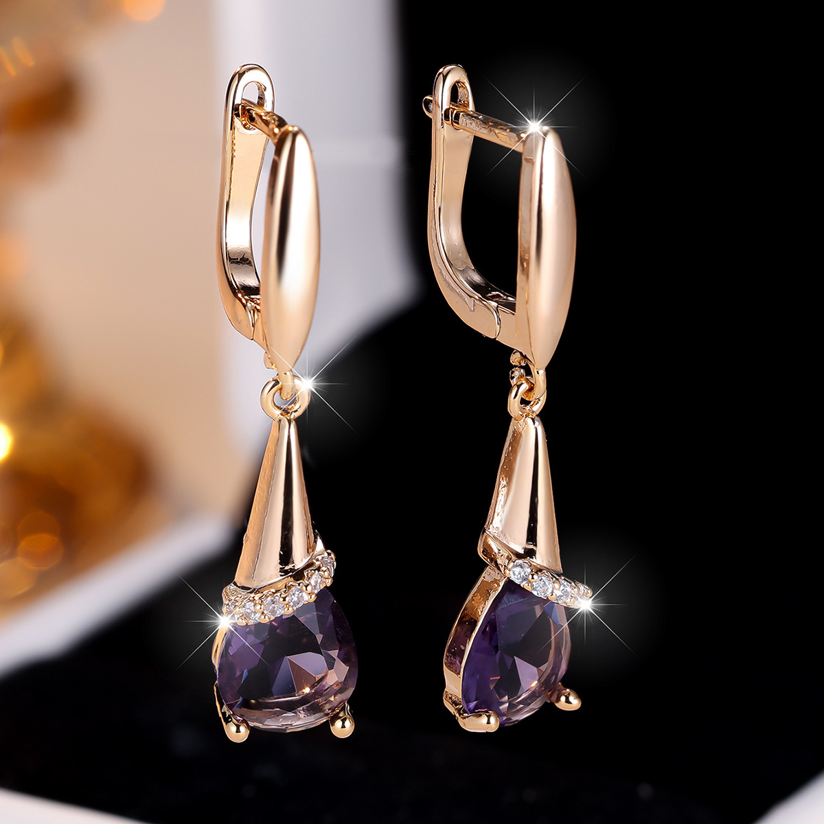Violette Twisted Zircon Teardrop Earrings