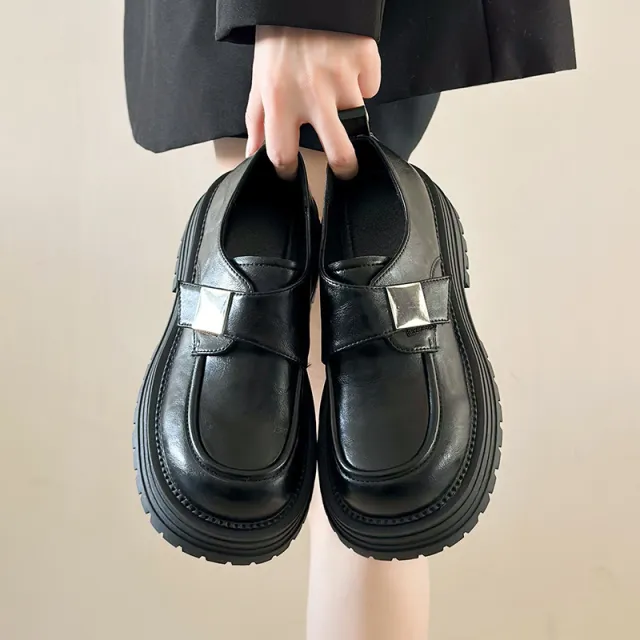 Fashion Personality Retro Platform Loafers Women Black - Shop at LoveMi