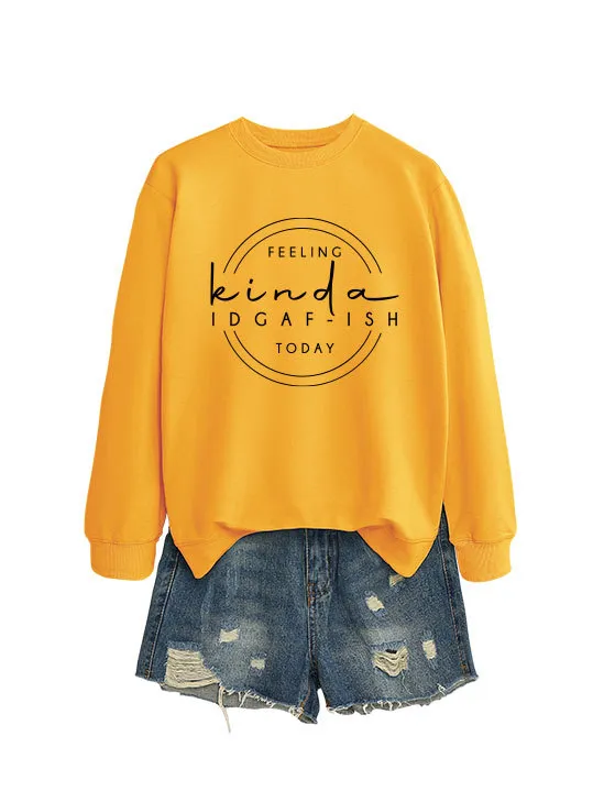 Elegant Women's Round Neck Long sleeved Sweater Yellow Black Font - Shop at LoveMi
