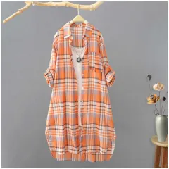 Summer Japanese Sun Protection Shirt Women's Mid-length Loose - Orange - View 1