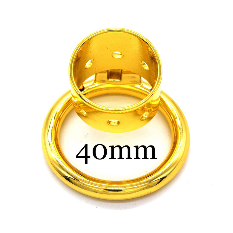 Stainless Steel Gold-plated Straight Eight-hole Chastity Lock 4