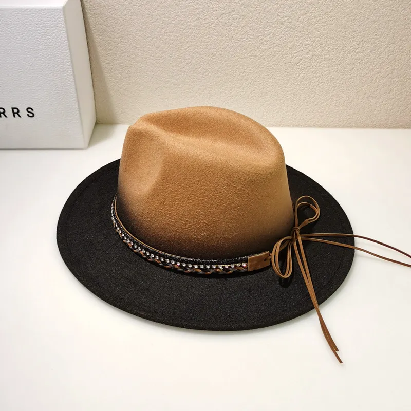 Woolen Fedora Hat Female Vintage Top Hat - Black
