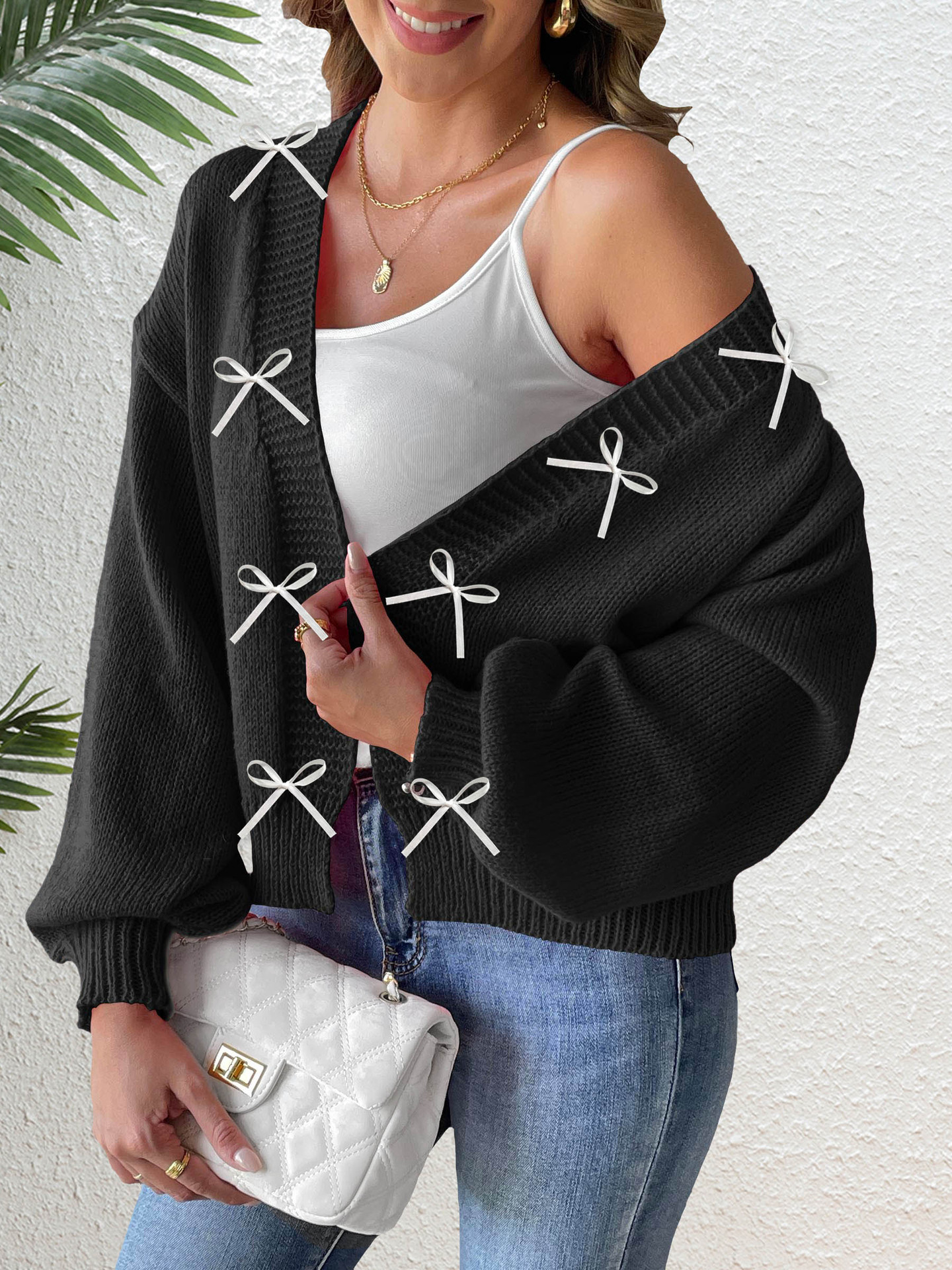 Damen-Cardigan mit Ribbon-Schleifen – Bild 7