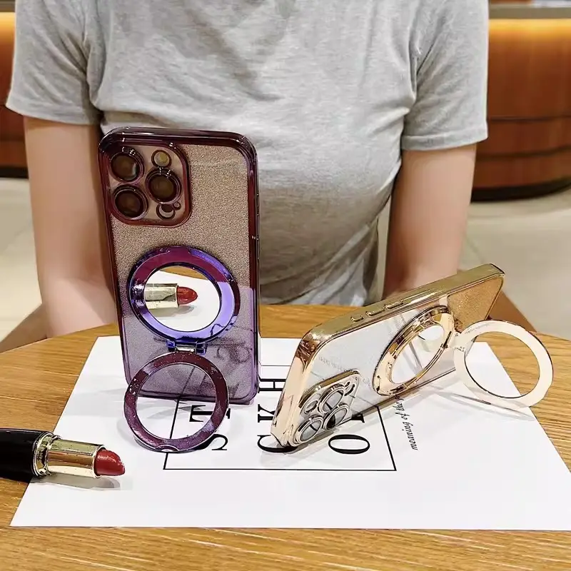 Magnetic Makeup Mirror Bracket Phone Case