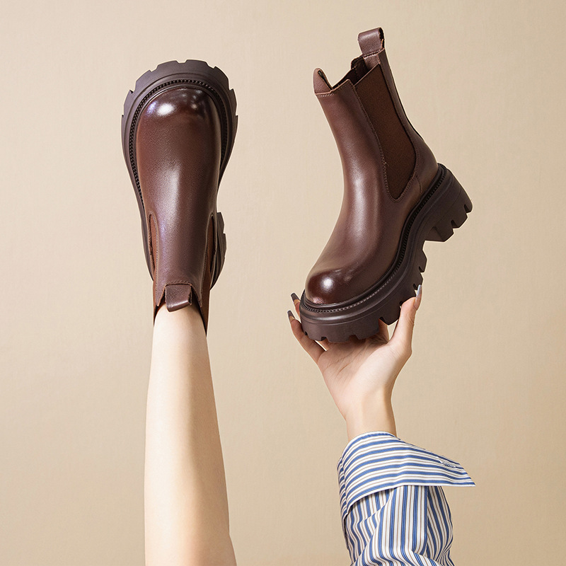 Women's Leather Thick-soled Leather Martin Boots