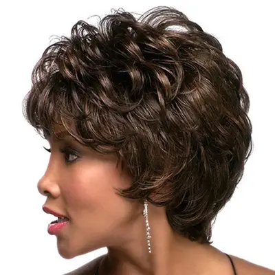 European And American-style Personalized Fluffy Short Curly Wig Cap