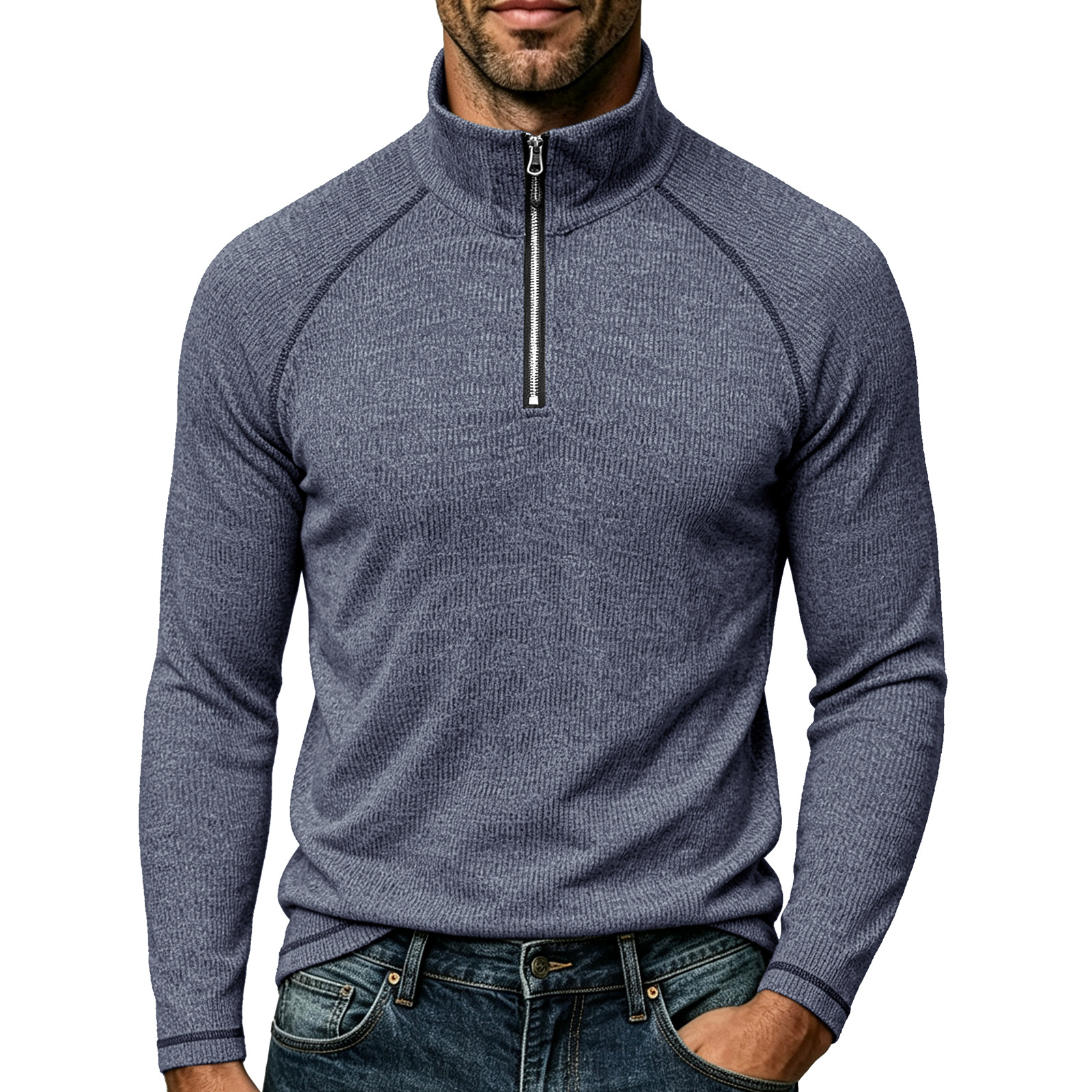 Men's zip-up turtleneck top