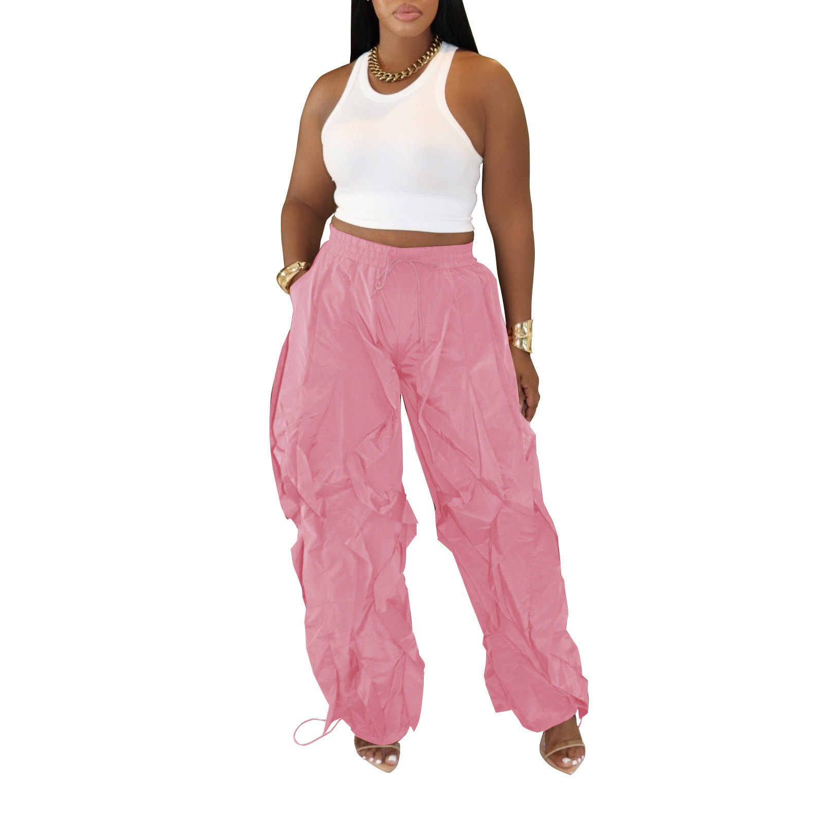 Elegant Commuter Stitched Lace Loose-Fit Trousers