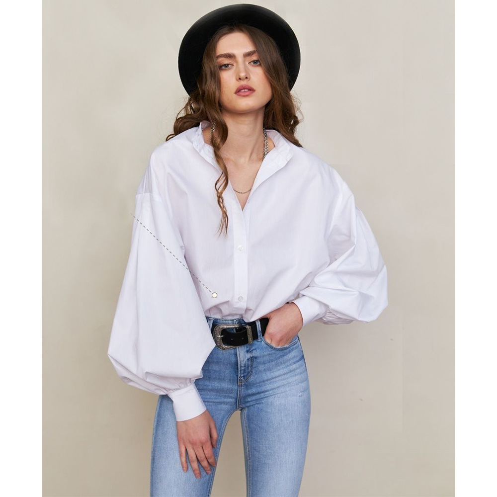 Title 1, Womens Lantern Sleeve Solid Color Shirt – a st...