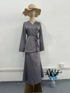 Fashion Satin Patchwork Long Dress Suit Women - View 1