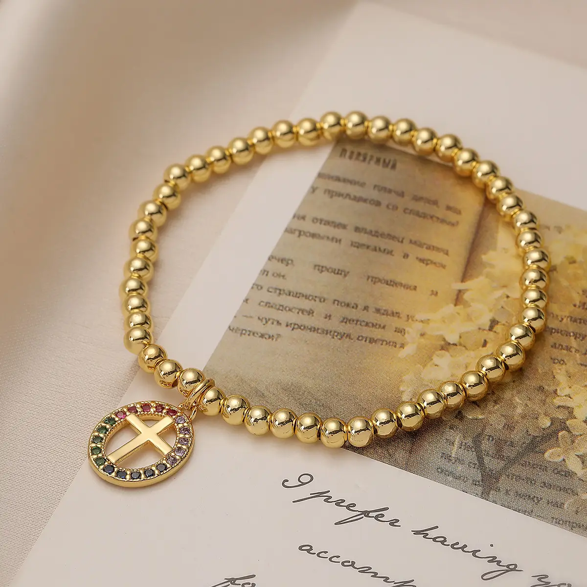 Australian European And American Niche Personality Inlaid Zircon Cross Maria Pendant Bracelet