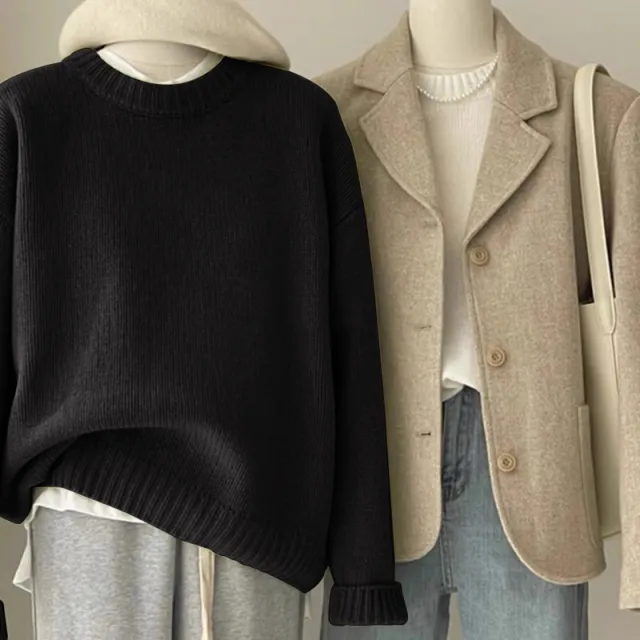 Retro Dark Green Sweater For Women Autumn And Winter Loose Black - Shop at LoveMi