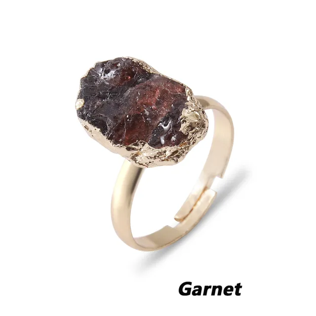 Natural Crystal Ring Rough Stone Gold plated Open Garnet - Shop at LoveMi