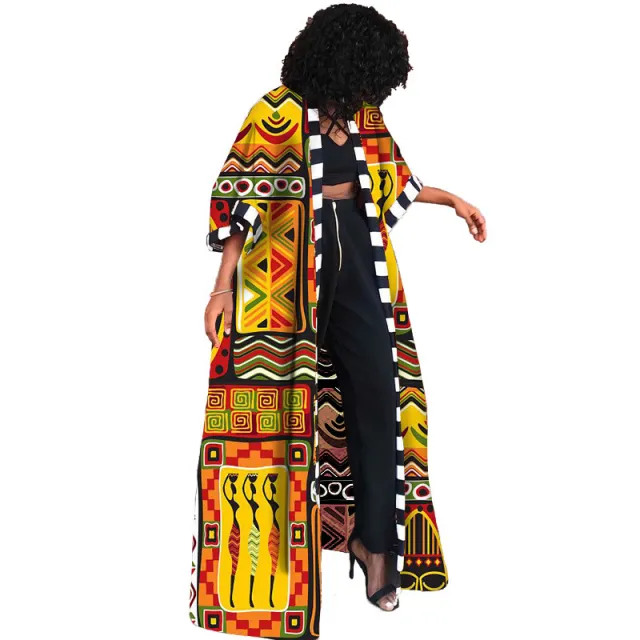 Women's Coat Long Floral Print Trench Coat Egyptian Mural - Shop at LoveMi