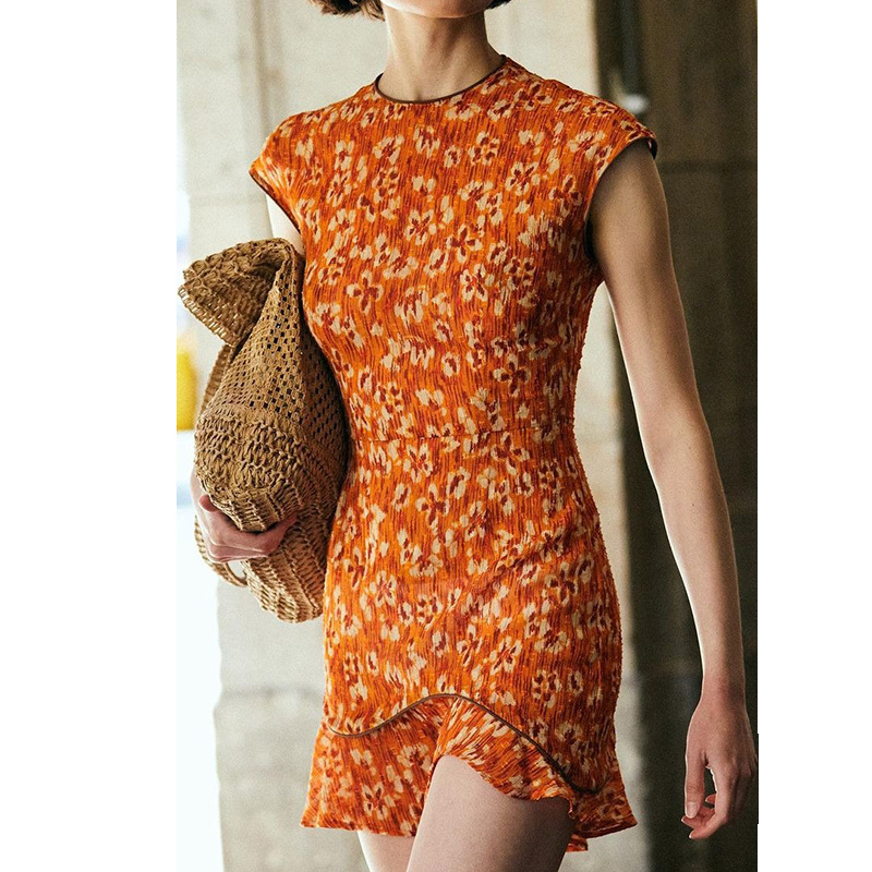 Summer Women's Tight Waist Floral Sleeveless Skirt