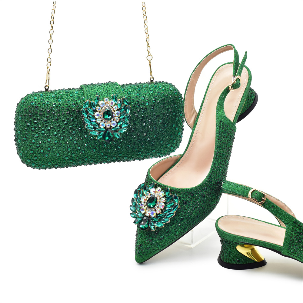 Chunky Heel Sandals with Handbag