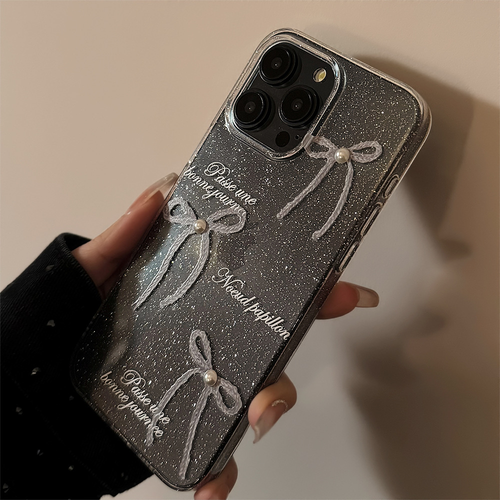 Pearl Bow Phone Case Transparent And Niche