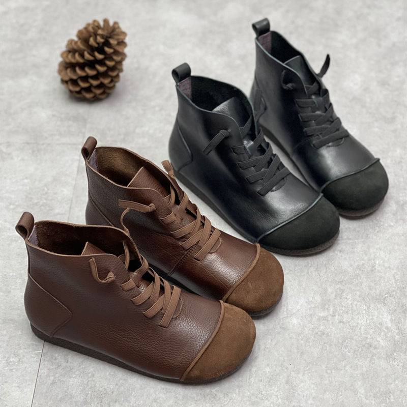 Title 2, Vintage Style Soft Leather Martin Boots with So...