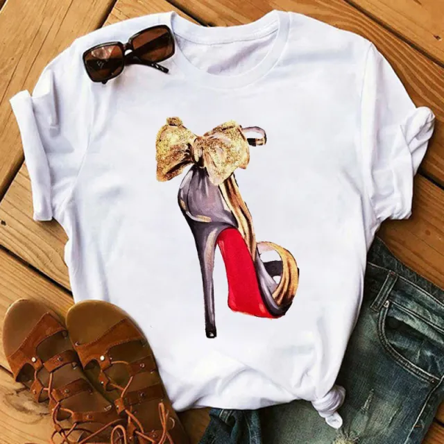 Women's High Heels Pattern Cute Loose Top T shirt 5334 - Shop at LoveMi