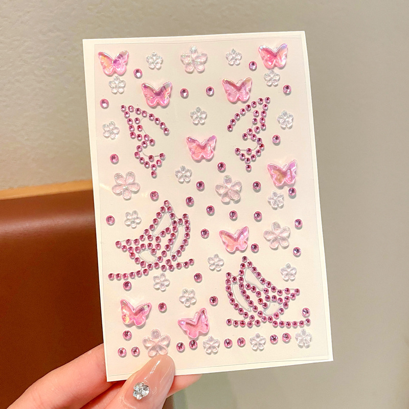 3D Butterfly Face Gem Stickers for Kids