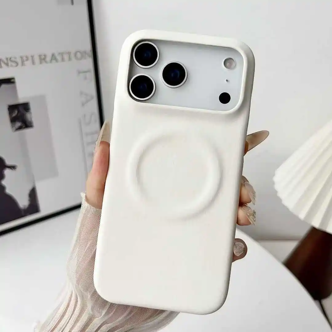 Minimalist Solid-color Skin-feel Sheepskin Magnetic Phone Case