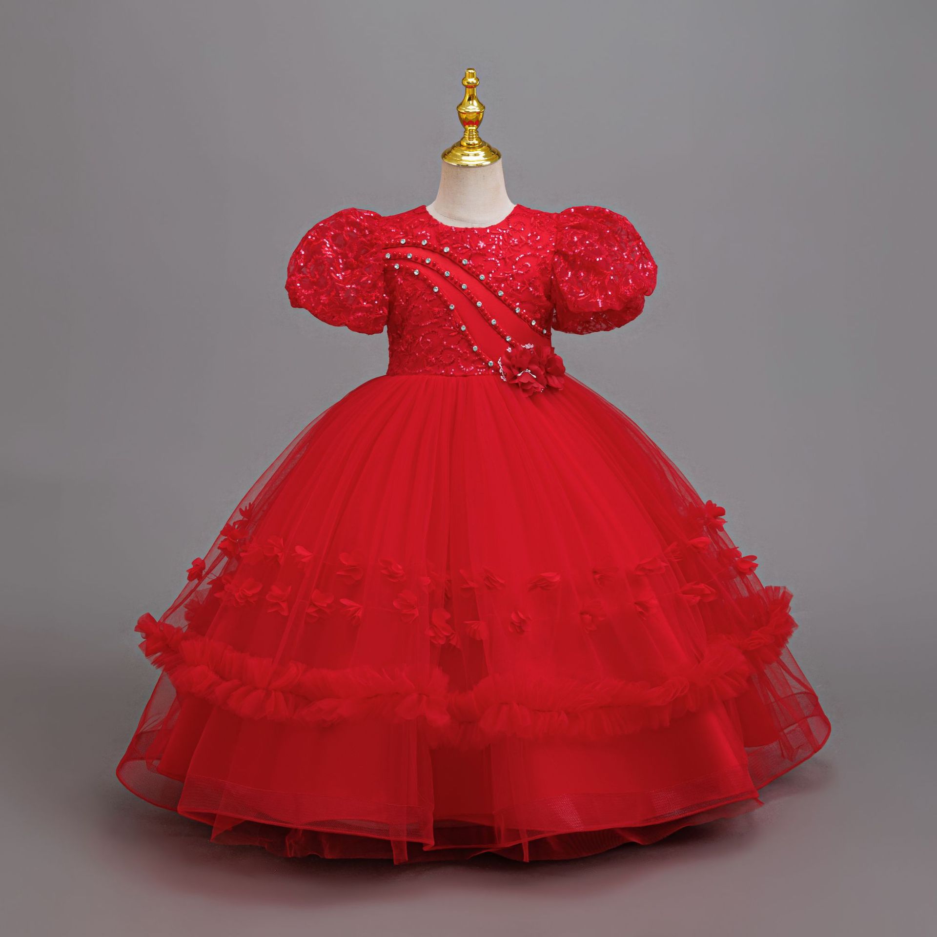 Sequin Wedding Princess Dress For Little Girls Birthday 2