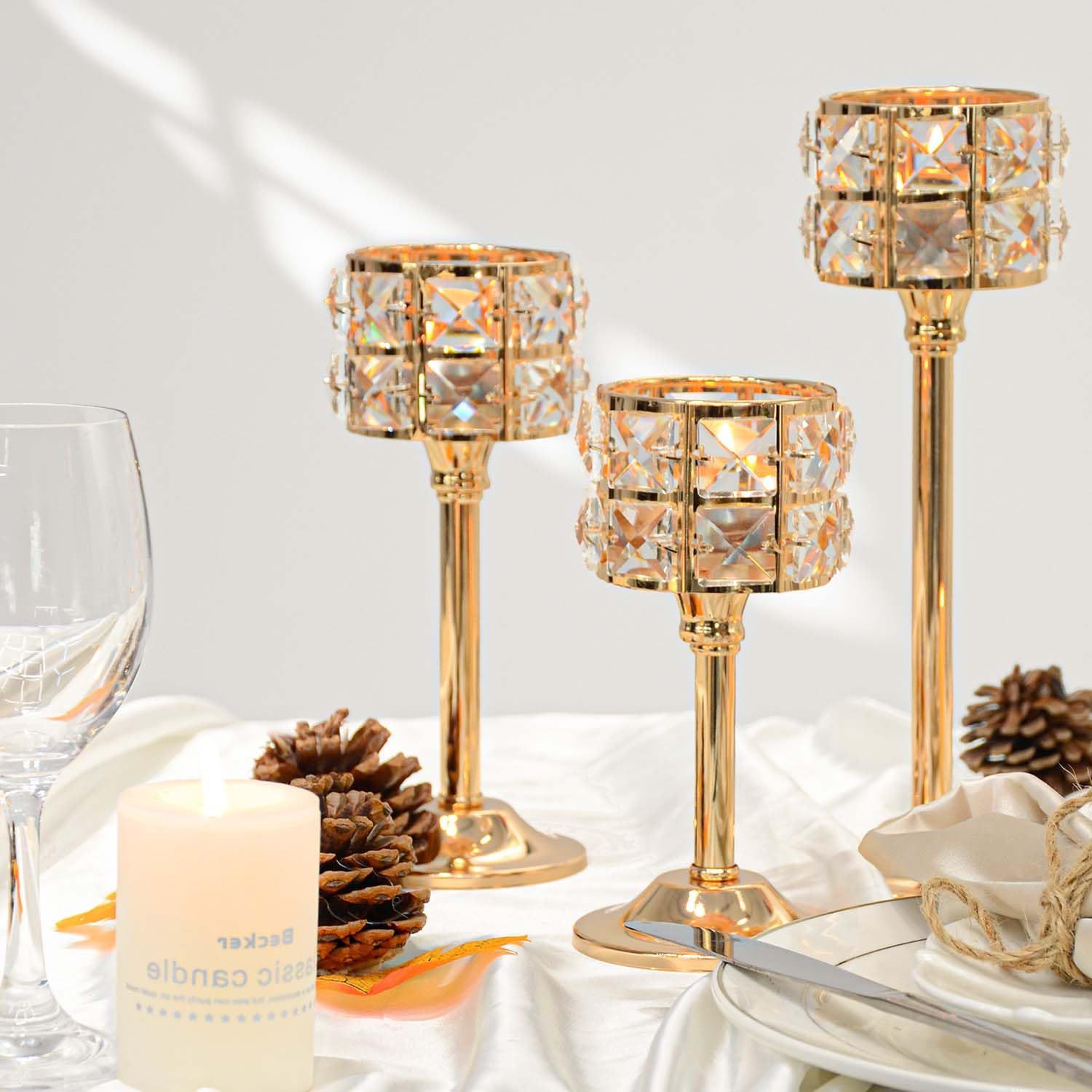 Suport lumânare de cristal Suport decorativ în stil european auriu