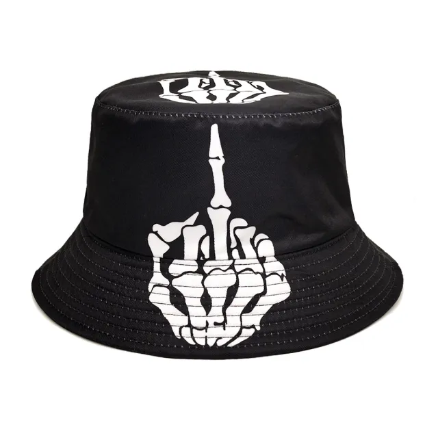 Skull Finger Pattern Positioning Bucket Hat Skull Finger - Shop at LoveMi