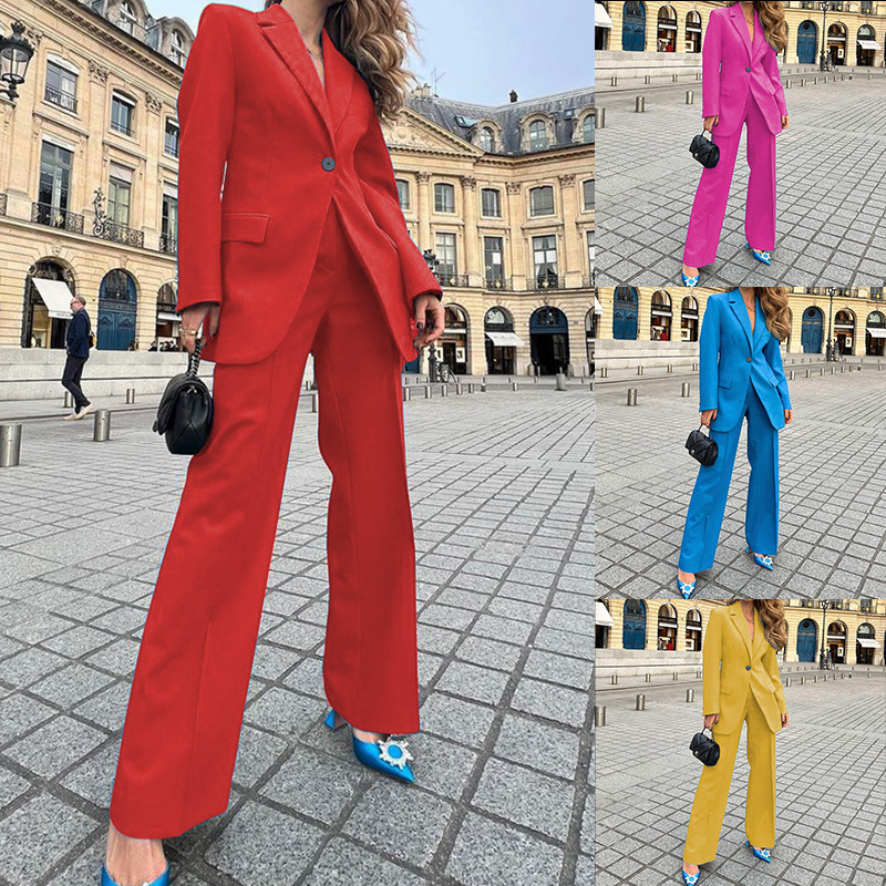 Fashionable Long-sleeve Professional Blazer And Trousers Two-piece Set 9