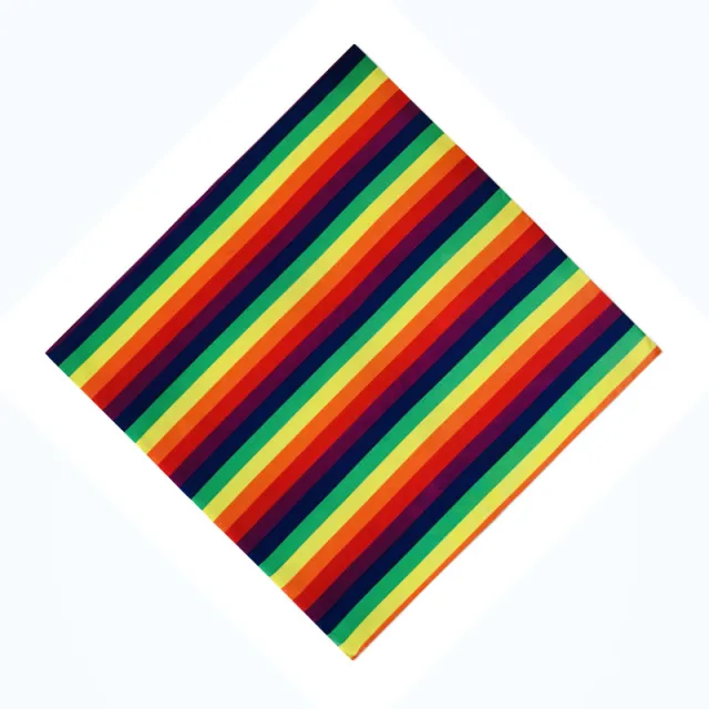Polyester Rainbow Bar Square Towel Outdoor Hiphop Wind Large Intestine Polyester Cotton Hair Ring Cotton Color Stripes Square Scarf - Shop at LoveMi