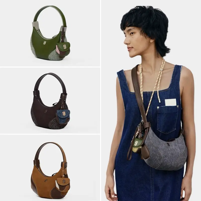 Womens Baseball Underarm Bag Crescent-Shaped Crossbody