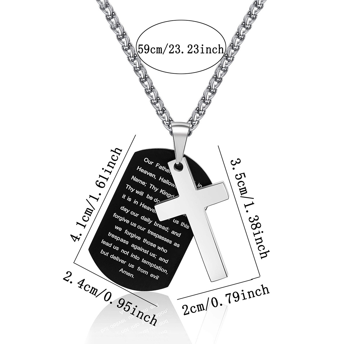 Men's Stainless Steel Scripture Cross Necklace