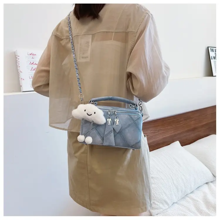 Niche Korean Style Box Elegant Texture Chain Handbag Shoulder Messenger Bag