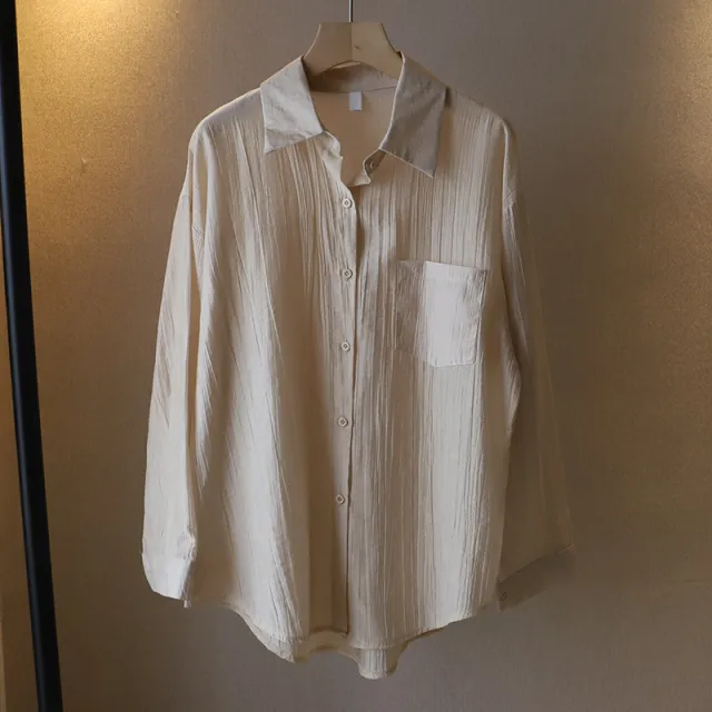 Korean Style Thin Long Sleeve Sun Protection Shirt Khaki - Shop at LoveMi