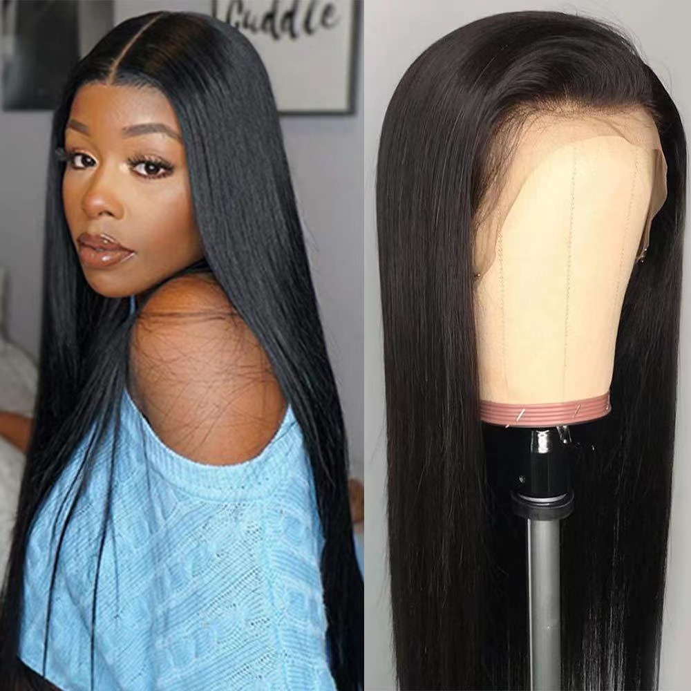 Wig Female Chemical Fiber Front Lace Middle Black 20 Inches - Shop at LoveMi